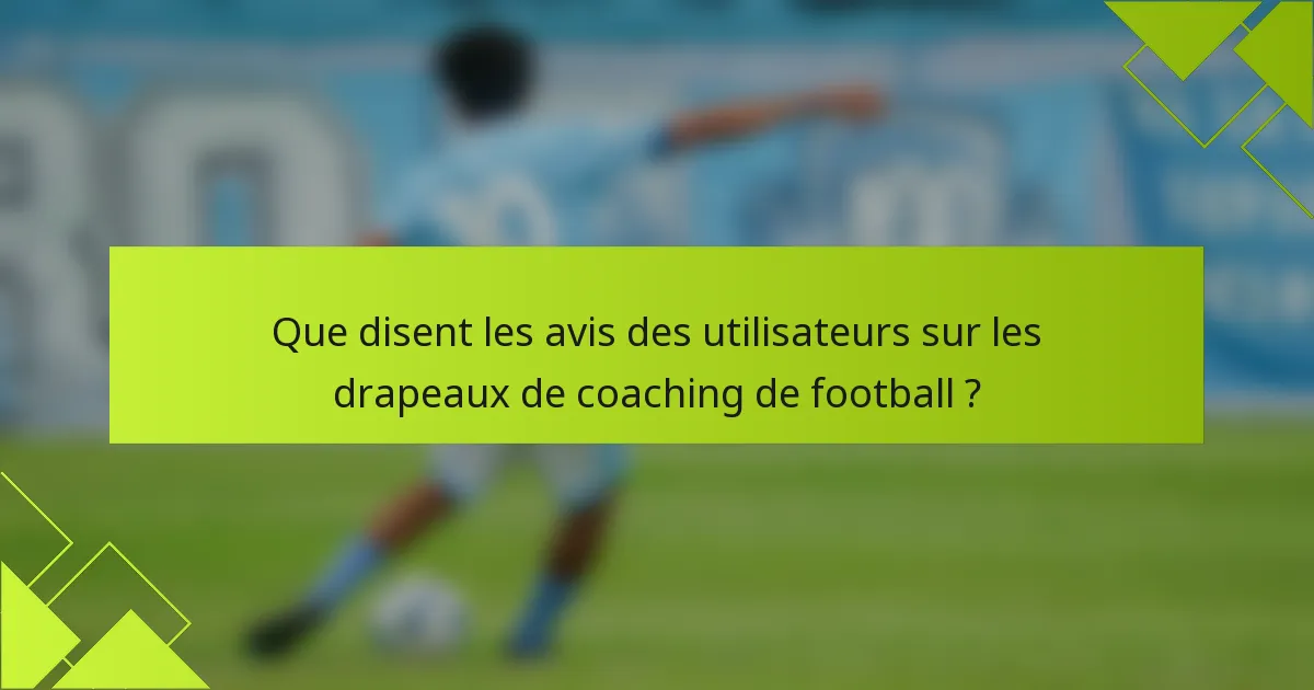 Que disent les avis des utilisateurs sur les drapeaux de coaching de football ?