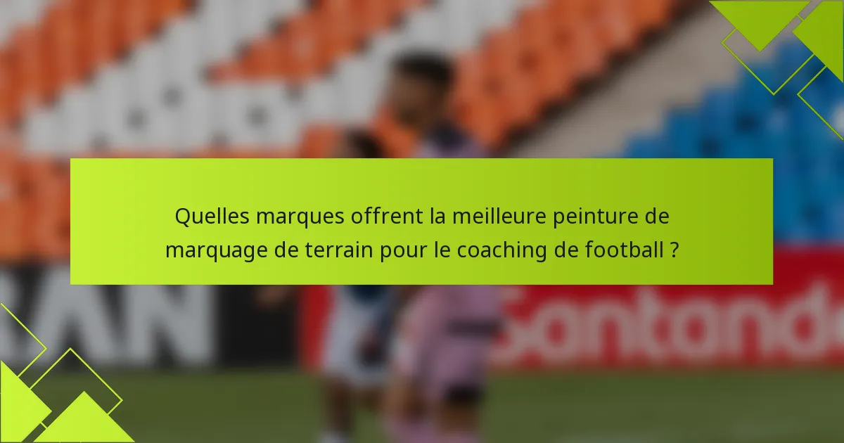 Quelles marques offrent la meilleure peinture de marquage de terrain pour le coaching de football ?